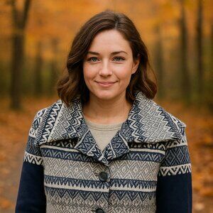 Icelandic Design Women’s Nordic Fair Isle Wool Jacket – Black & White – NWT – M